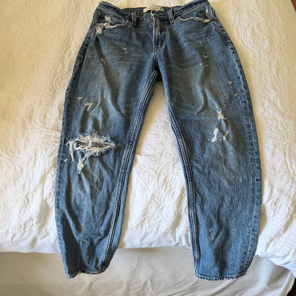 Abercrombie & Fitch Distressed Blue Relaxed Jeans